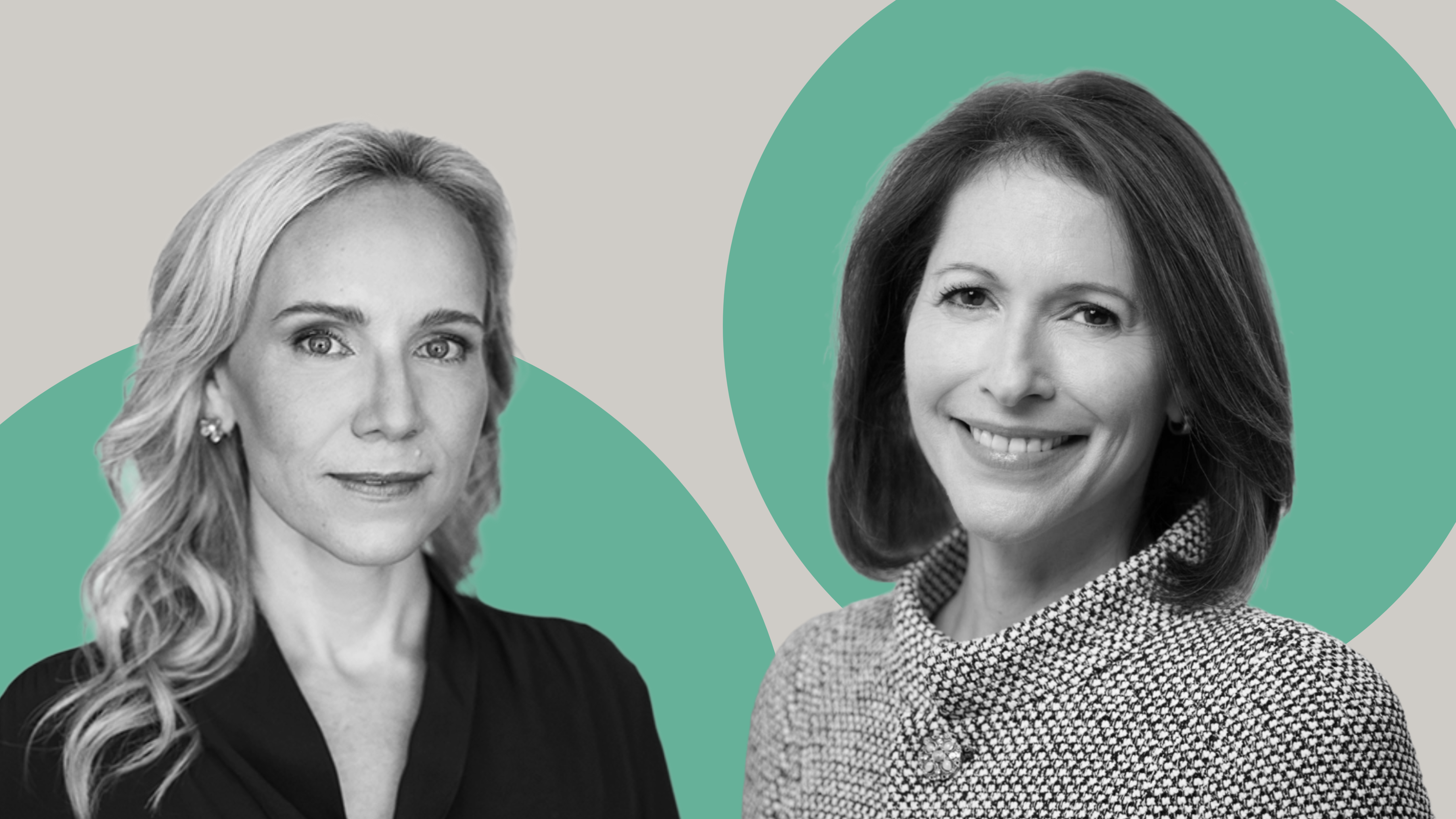 Chân dung đen trắng của các giám đốc điều hành Nhà cái TF88 Olivia Wassenaar và Stephanie Drescher, được chụp cạnh nhau với những biểu cảm điềm tĩnh trên nền sạch, được công nhận trong số 100 phụ nữ có ảnh hưởng nhất trong lĩnh vực tài chính Hoa Kỳ của Barron.